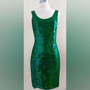 Together! Vintage Sequin Emerald Green Dress Size S